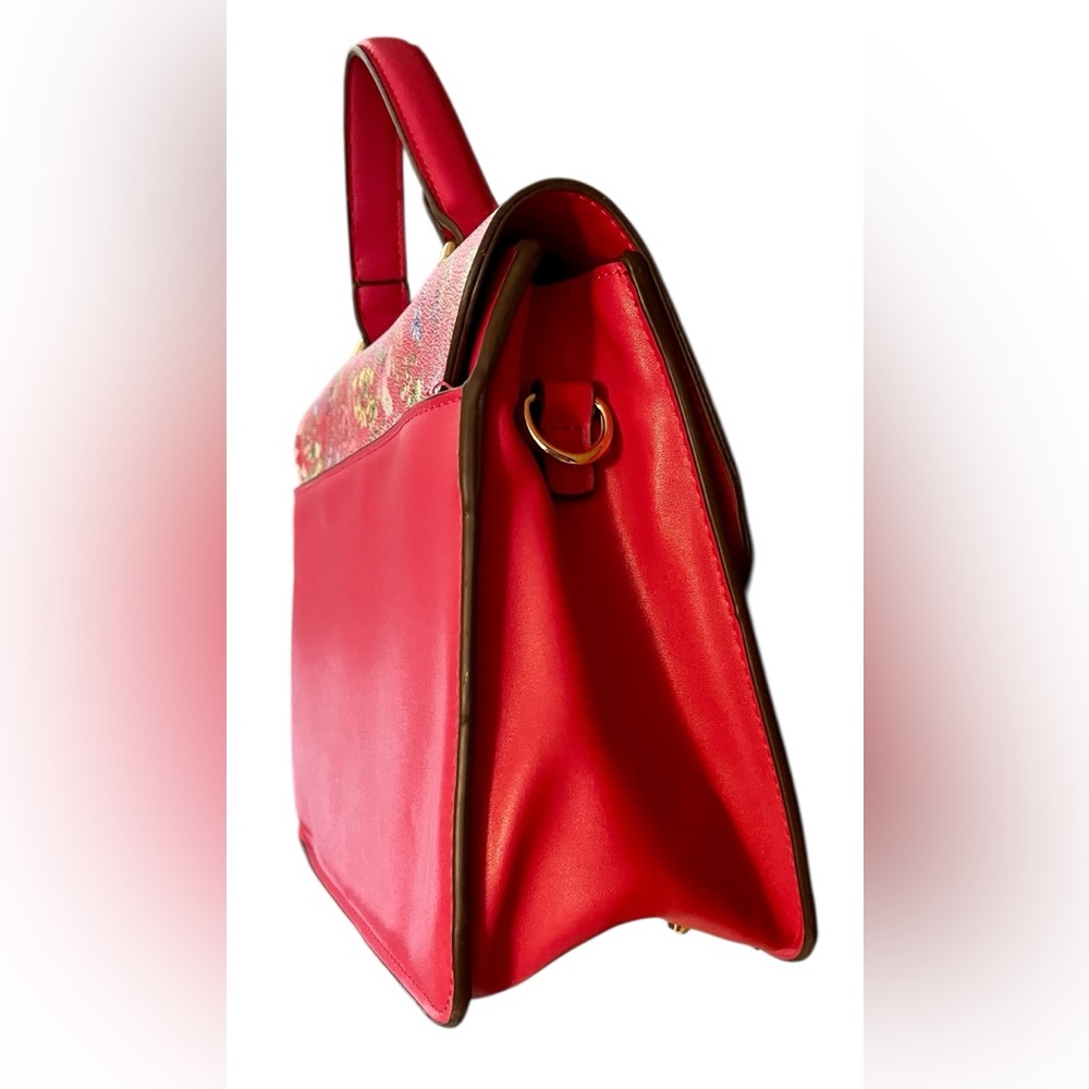 HP x 2 IMAN Pink Satchel Bag with Floral Elegance and Side Hardware Crossbody - Picture 4 of 13
